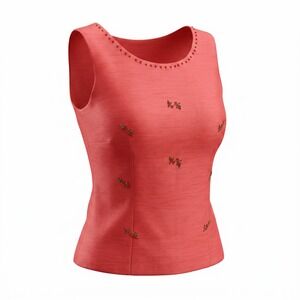 Dress-U by Sharon Pink Beaded Blouse 16 Fuchsia Sleeveless Floral Barbiecore Top